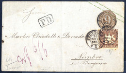 Cover 1865, Ganzsachenbrief 9 Kr Aus Stuttgart Am 10.11. Nach Nembro (Italien) Mit Wertgleicher Zustzfrankatur über Chur - Other & Unclassified