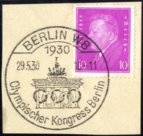 Piece 1930, Briefstück Frankiert Mit 10 Pf. Lilapurpur (Mi. 435) Mit Glasklarer Vollständiger Abstempelung "BERLIN W8 19 - Other & Unclassified
