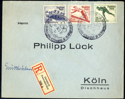 Cover 1936, Rekobrief Vom 2.2.1936 Von Garmisch-Partenkirchen Nach Köln, Frankiert Mit Dem Vollständigen Satz Der Winter - Other & Unclassified