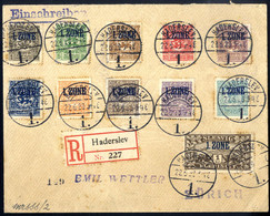 Cover 1920, Schleswig Mit Aufdruck 1. Zone, Komplette Serie Von 14 Werten Auf 2 Eingeschriebenen Briefen Von Haderslev A - Other & Unclassified