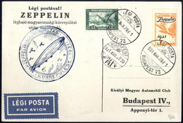 Cover 1931, Eine Karte Und Ein Brief Frankiert Mit 1 P Orange Bzw. 2 P Violett Mit Grünem Aufdruck "Zeppelin 1931" Geste - Other & Unclassified