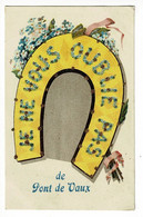 Carte Fantaisie Illustrée Fer à Cheval Orné De Paillettes "Je Ne Vous Oublie Pas De Pont De Vaux - Circulé Sans Date - Pont-de-Vaux