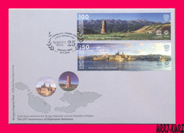 KYRGYZSTAN 2018 Joint Malta UNESCO Heritage Architecture Burana Tower & View Of Valletta Mi KEP 112-113 FDC - Géographie