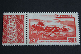 1947  ST PIERRE ET MIQUELON Y&T NO 342  20fr ROUGE ORANGE LA MONTAGNE NEUF  MH B/TB - Nuovi