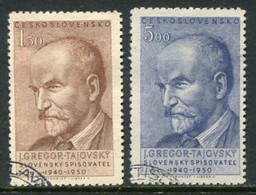 CZECHOSLOVAKIA 1950 Gregor-Tajovsky  Used.  Michel 636-37 - Usati