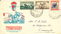 New Zealand FDC 16-1-1956 Commemoraiting The Centennial Of The Province Of Southland N.Z. Set Of 3 With Cachet - Lettres & Documents