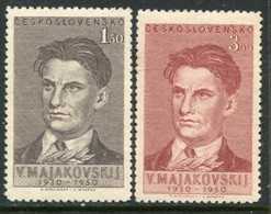 CZECHOSLOVAKIA 1950 Mayakovsky Death Anniversary MNH / **.  Michel 608-09 - Ungebraucht