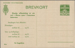 1950. DANMARK DANSKE STATSBANER. BREVKORT. 10 ØRE Print 80x.   () - JF425443 - Interi Postali