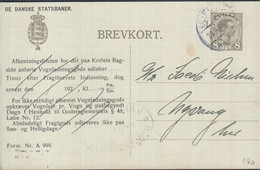 1921. DANMARK DE DANSKE STATSBANER. BREVKORT. 8 ØRE CHRISTIAN X Print 59-H.  Cancelle... () - JF425459 - Interi Postali