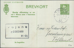 1950. DANMARK DANSKE STATSBANER. BREVKORT. 15 ØRE FREDERIK IX Print 75x.  Cancelled V... () - JF425467 - Interi Postali