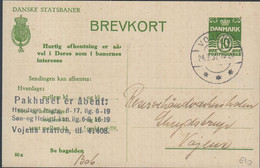 1952. DANMARK DANSKE STATSBANER. BREVKORT. 10 ØRE  Print 80x.  Cancelled VOJENS 24.2.... () - JF425468 - Interi Postali