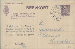 1951. DANMARK DANSKE STATSBANER. BREVKORT. 15 ØRE FREDERIK IX Print 81x.  Cancelled V... () - JF425469 - Interi Postali