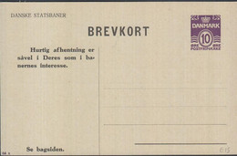 1948. DANMARK DANSKE STATSBANER. BREVKORT. 10 ØRE Print 64x.  () - JF425478 - Interi Postali