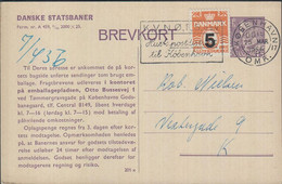 1956. DANMARK DANSKE STATSBANER. BREVKORT. 15 ØRE FREDERIK IX Print 205x.  Cancelled ... () - JF425482 - Interi Postali