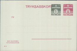 1946. DANMARK DANSKE STATSBANER. TRYKSAGSKORT. 1 ØRE + 5 ØRE Print 45x.  () - JF425495 - Interi Postali