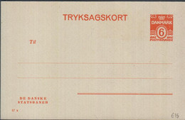 1946. DANMARK DANSKE STATSBANER. TRYKSAGSKORT. 6 ØRE Print 57x.  () - JF425497 - Interi Postali