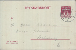 1945. DANMARK DANSKE STATSBANER. TRYKSAGSKORT. 5 ØRE Print 37x. Cancelled FREDERICIA ... () - JF425503 - Interi Postali