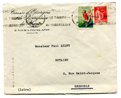 RC 21595 FRANCE 1933 VIGNETTE ANTITUBERCULEUX SUR LETTRE DE LYON POUR GRENOBLE - Antituberculeux