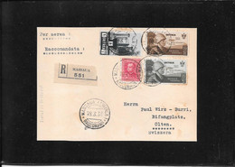 Eritrea 1935, Roma-Mogadiscio 2 Valori Su Cartolina Raccomandata Per La Svizzera Via Egitto E Brindisi(Ref 9072) - Eritrea