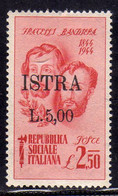 OCCUPAZIONE JUGOSLAVIA YUGOSLAVIA ISTRIA 1945 BANDIERA SOPRASTAMPATO ITALIA ITALY OVERPRINTED LIRE 5 SU 2,50 MNH - Ocu. Yugoslava: Istria