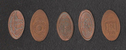 4 Monete Allungate SOUVENIR TOKEN ITALIA Penny Souvenirs Zoo Santa Barbara - La Via Dell'Amore - Cinque Terre Gettoni - Elongated Coins