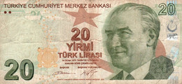 Billet, TURQUIE ,Türkiye Cumhuriyet Merkez Bankasi ,20 , Yirmi Turk Lirasi ,1970 , 2 Scans - Turquia