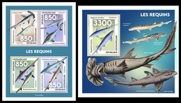 CENTRAL AFRICA 2021 - Sharks, M/S + S/S. Official Issue [CA210508] - Fische