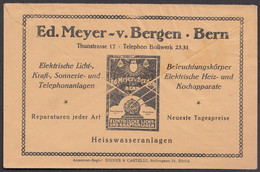 SUISSE - 1923 - Enveloppe CCCP Franco - De Berne - Publicité - Advertising - Reklame - Werbung - Electricité - Postwaardestukken