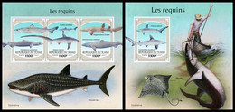 CHAD 2021 - Sharks, M/S + S/S. Official Issue [TCH210311] - Fische