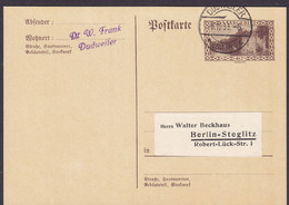 Saargebiet Postal Stationery Ganzsache Entier Postkarte Kaserne Saarlouis DUDWEILER (Saar) 1933 BERLIN-STEGLITZ - Interi Postali