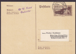 Saargebiet Postal Stationery Ganzsache Entier Postkarte Kaserne Saarlouis DUDWEILER (Saar) 1933 BERLIN-STEGLITZ - Postal Stationery
