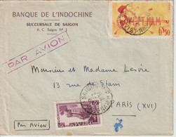 Vietnam Lettre 1954 Par Avion Pour La France Paris - Viêt-Nam