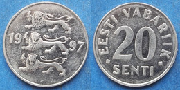 ESTONIA - 20 Senti 1997 KM# 23a Kroon Coinage (1991- 2010) - Edelweiss Coins - Estonia