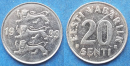 ESTONIA - 20 Senti 1999 KM# 23a Kroon Coinage (1991- 2010) - Edelweiss Coins - Estonie
