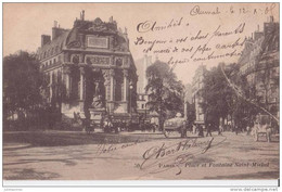 75 PARIS PLACE ET FONTAINE SAINT MICHEL AVEC CHARETTES - Arrondissement: 05