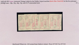 Ireland 1992 Frama Automatic Postage Labels For Dublin 002 Machine For Five Rates 28p, 32p, 44p, 52p, £1.37 Mint - Frankeervignetten (Frama)