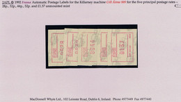 Ireland 1992 Frama Automatic Postage Labels For Killarney 009 Machine For Five Rates 28p, 32p, 44p, 52p, £1.37 Mint - Viñetas De Franqueo (Frama)