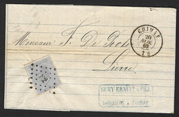 18 Sur Lettre Oblit. LP 82 CàD Chimay Le 20 NOV. 69 (Lot 801) - 1865-1866 Profilo Sinistro