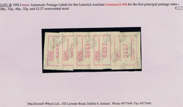 Ireland 1992 Frama Automatic Postage Labels For Limerick 004 Machine For Five Rates 28p, 32p, 44p, 52p, £1.37 Mint - Viñetas De Franqueo (Frama)