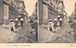 Tours       37           Métier.    Les Terrassiers . Carte Stéréo Grand Bazar   N° 76    (voir Scan) - Tours