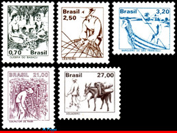 Ref. BR-1653-57 BRAZIL 1979 JOBS, NATIONAL PROFESSIONS,, SET COMPLETE MNH 5V Sc# 1653-1657 - Dienstzegels
