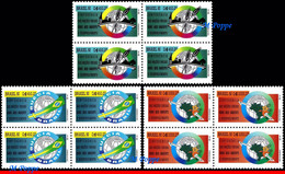 Ref. BR-2367-69-Q BRAZIL 1992 - ENVIRONMENT, UN, CONFERENCE ECO-RIO,, GLOBE, MI# 2476-78, BLOCK MNH,12V Sc# 2367-2369 - Blocks & Kleinbögen