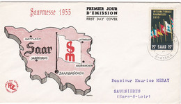 Premier Jour FDC Sarre Saar 1955 341 3eme Foire Internationale SAARBRUCKEN - FDC