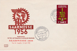 Premier Jour FDC Sarre Saar 1956 350 4eme Foire Saarmesse - FDC
