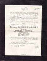 WARNANT Château De Moulins Bourgmestre Frédéric Baron De JACQUIER De ROSEE Maître De Forges 79 Ans 1858 2 Volets Ok - Obituary Notices