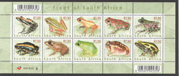 2000  Frogs Of South Africa Souvenir Sheet Of 10 Different  Sc 1156  MNH ** - Unused Stamps