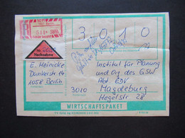 DDR 1989 Einschreibe Gebührenzettel Sb Postämter 1057 Berlin Nachnahme Wirtschaftspaket Mit Einlieferungsschein - Cartas