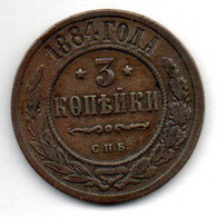 Russie  - 3 Kopek  1884 -  état  TB+ - Russie
