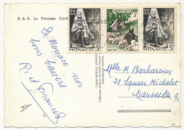 MONACO => CPM Affranchissement Composé 1976 - Princesse Caroline - Covers & Documents