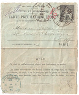 PARIS 80 Rue Du Bac Dest Littré Carte Lettre Entier  Pneumatique Mill 130 30c/50c Chaplain Yv 2567 Storch E26 - Pneumatische Post